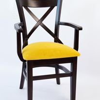 ➤Ціна 4 193 грн UAH Купити Дерев'яний стілець 45х46х88 з хрестоподібною спинкою та підлокітниками M0033➤Венге ➤Новинки➤lebem➤165ММЕ фото