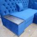 Кутовий диван зі спальним місцем тканина синя широкі підлокітники з накладками 999PLN фото 7