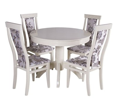 ➤Ціна 23 340 грн UAH Купити Білий стіл круглий D90 зі стільцями 4 шт. комплект для маленької кухні білий➤Білий ➤Традиційні➤Nalp➤165PLN фото