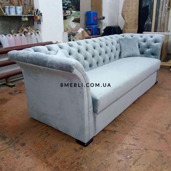 ➤Ціна  UAH Купити Прямий диван з оригінальними підлокітниками розкладний блакитна тканина➤Блакитний ➤Дивани прямі➤Nalp➤1008PLN фото