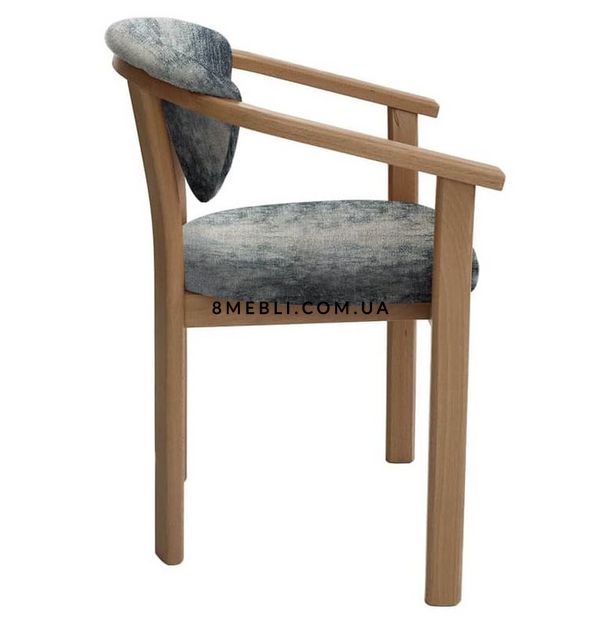 ➤Ціна 3 450 грн UAH Купити М'яке крісло з дерев'яними підлокітниками 56x57x76 з масиву дерева лак темний горіх➤Темний горіх ➤Стілець із підлокітниками➤Nalp➤875PLN фото