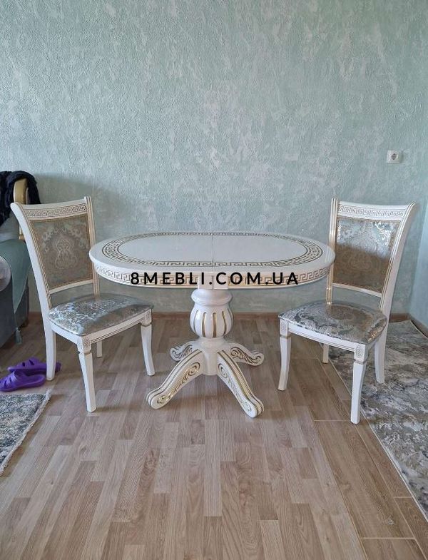 ➤Цена 7 755 грн UAH Купить Стильный стул с резными узорами лак слоновая кость патинированный Зайнуддин ➤Слонова кістка ➤Стулья деревянные➤Еко➤106ST фото