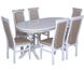 Овальний стіл розкладний 140x80+40+ стільці м'які 6 шт білий 067PLN фото 2