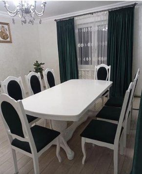 ➤Ціна 23 403 грн UAH Купити Великий обідній стіл у вітальню із натурального дерева 100х200+40 дерев'яний лак білий➤Білий ➤Великий обідній стіл➤Kit➤057AVN фото