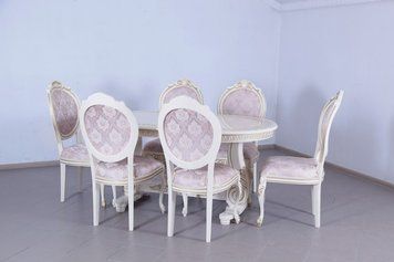 ➤Ціна 9 225 грн UAH Купити Стілець обідній Яіліцис 108х51х50h білий оббивка квітами var 1➤Пудра ➤Стільці дерев'яні ➤Ренарф➤0008FRA фото