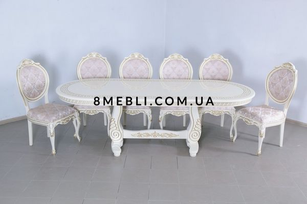 ➤Цена 9 225 грн UAH Купить Стул обеденный Яилицис 108х51х50h белый обивка  цветами var 1 ➤Пудра ➤Стулья деревянные➤Ренарф➤0008FRA фото