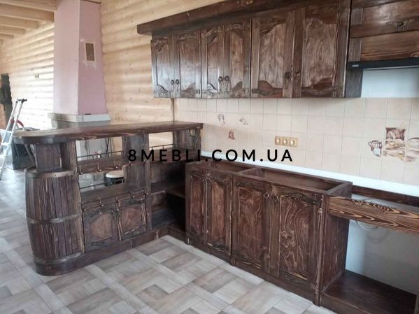 ➤Ціна 31 050 грн UAH Купити Барна стійка під старовину Акчоб 150х40хh120 дерев'яна 3➤горіх світлий ➤Барна стійка під старовину➤МЕКО➤0173МЕКО фото