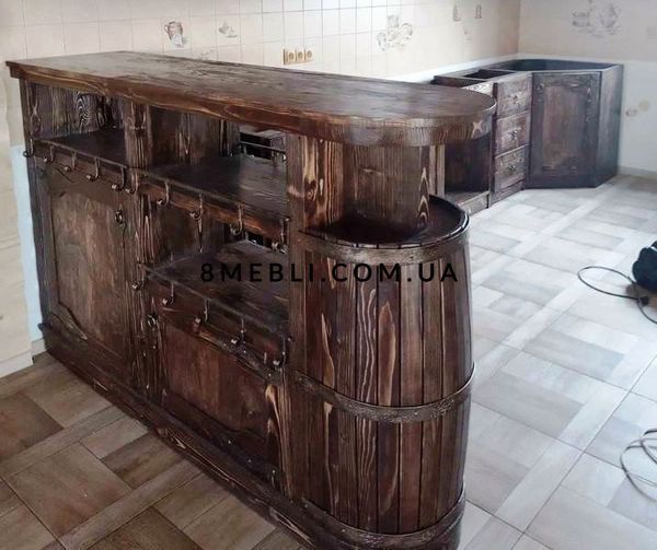 ➤Ціна 31 050 грн UAH Купити Барна стійка під старовину Акчоб 150х40хh120 дерев'яна 3➤горіх світлий ➤Барна стійка під старовину➤МЕКО➤0173МЕКО фото
