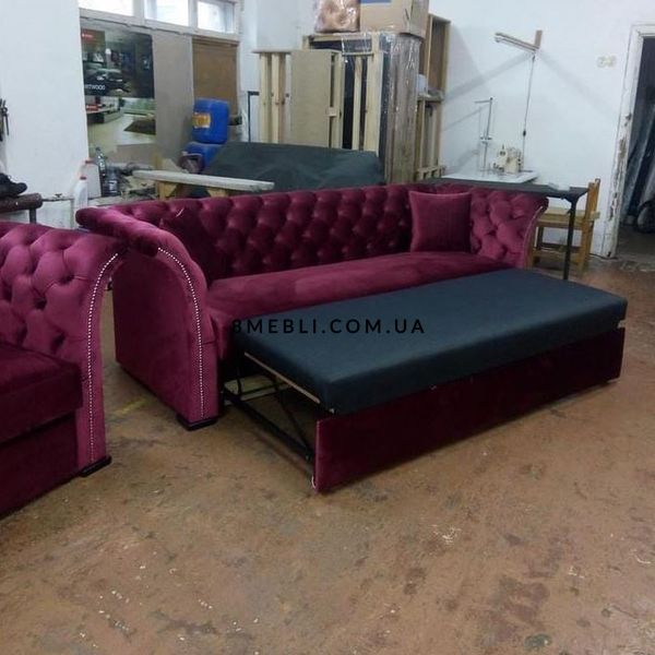 ➤Ціна  UAH Купити Стильний диван із спальним місцем пряма тканина бордо➤Блакитний ➤Дивани прямі➤Nalp➤1009PLN фото