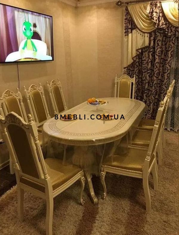 ➤Ціна 64 620 грн UAH Купити Великий обідній стіл розкладний 200x100 (+50x2) лак слонова кістка➤Слонова кістка ➤Столи класичні➤Nalp➤209PLN фото