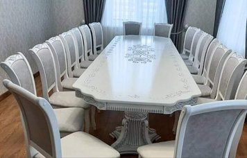 ➤Цена 30 942 грн UAH Купить Стол деревянный 200х100(+40х2) с резными опорами и фигурной столешницей ivory 2 ➤natural-white ➤Стол обеденный ➤Nalp➤10111СТ фото