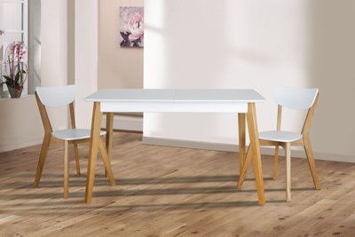 ➤Ціна 18 760 грн UAH Купити Комплект для сучасної кухні стіл розкладний 80х130+30 зі стільцями 4 шт➤Дуб + білий ➤Кухонний стіл та стільці комплект➤Kit➤030LOF фото