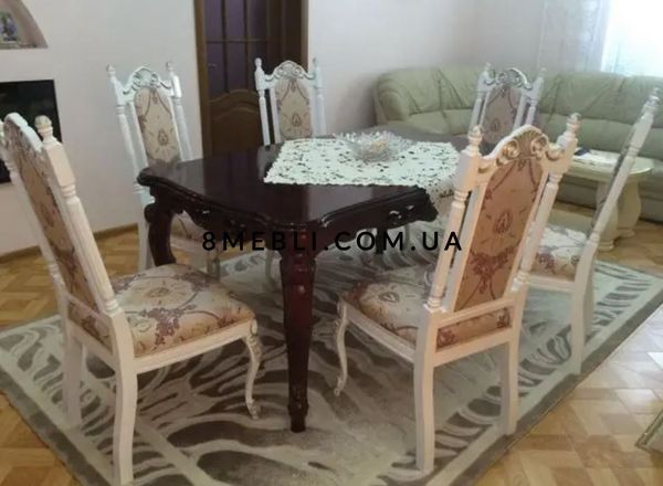 ➤Ціна 51 536 грн UAH Купити Стіл дерев'яний на різьблених опорах для вітальні Макар 2000х900 (+400) білий з патиною➤Білий ➤Стіл обідній➤Еко➤203СТ фото