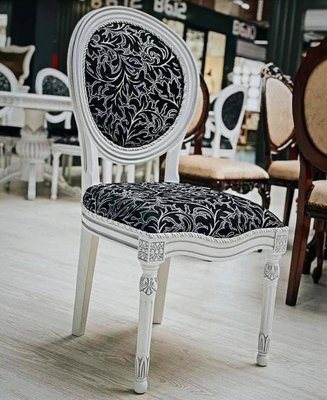 ➤Ціна 11 250 грн UAH Купити М'який стілець для вітальні спинка кругла 48х50х100 корпус дерев'яний лак білий➤Білий ➤Стільці дерев'яні ➤Nalp➤611PLN фото
