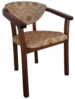 ➤Ціна 2 730 грн UAH Купити Дизайнерський стілець з підлокітниками дерев'яний Герхард горіх темний, сидіння принт абстракція➤Горіх ➤Стілець із підлокітниками➤Еко➤85.5ST фото