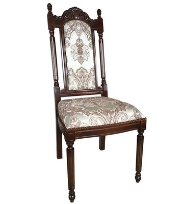 ➤Ціна 6 585 грн UAH Купити Обідній стілець з різьбленням по дереву 46x50x112 м'яка спинка висока лак темний горіх➤Темний горіх ➤Стільці дерев'яні ➤Nalp➤539PLN фото