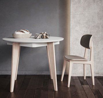 ➤Цена 9 830 грн UAH Купить  Круглый стол Рам D100+40 деревянный natural-white ➤бук с белым ➤Столы круглые➤Kulvpa➤0020PAV фото