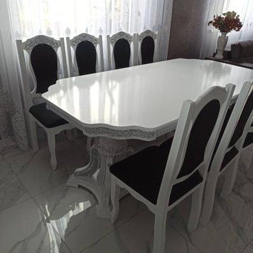 ➤Ціна 26 274 грн UAH Купити Стіл банкетний Калин 200х100(+40+40) на фігурних опорах 4➤natural-white ➤Стіл обідній➤Еко➤0081SEN фото