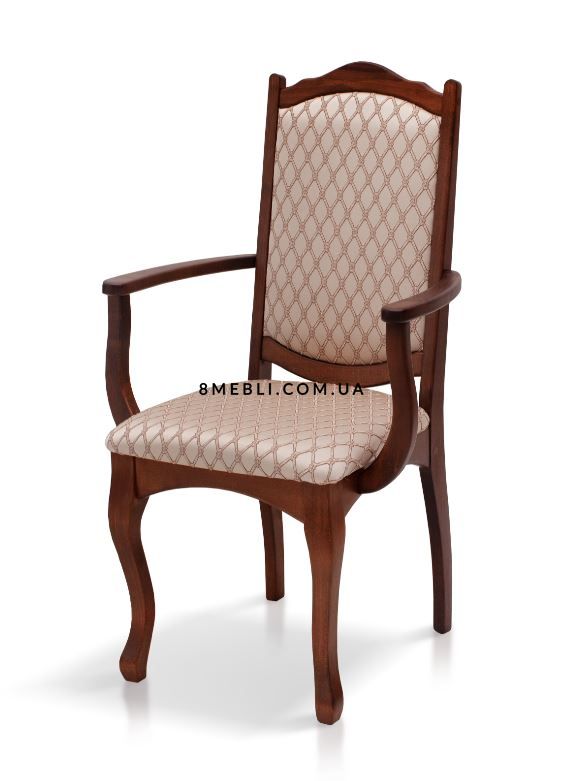 ➤Ціна 2 772 грн UAH Купити Дерев'яний стілець з підлокітниками м'який 45х62х104 горіх темний➤Темний горіх ➤Стілець із підлокітниками➤Kit➤026FEN фото
