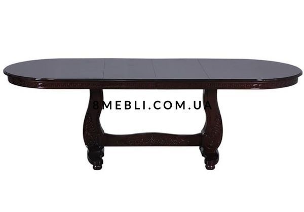 ➤Ціна 29 520 грн UAH Купити Стіл для кухні овальний розкладний 160х90(+40) із масиву дерева горіх темний➤Темний горіх ➤Столи класичні➤Nalp➤299PLN фото