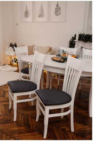 Белый круглый стол в интерьере кухни (74 фото)