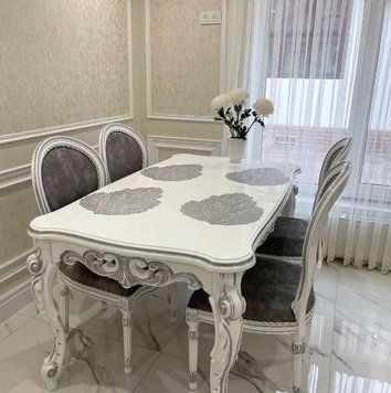 ➤Цена 47 663 грн UAH Купить Стол в гостиную резной Левенте белый + патина золото 90х160+40 ➤Белый ➤Стол обеденный ➤Еко➤207СТ фото