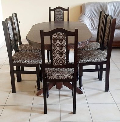 ➤Цена 13 920 грн UAH Купить Комплект стол овальный 120х80(+40) Нерб + стулья 6 шт (2) ➤Орех светлый ➤Обеденный стол и стулья➤Nerb➤02016BRN фото