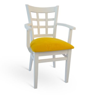 ➤Ціна 4 839 грн UAH Купити Обідній стілець із підлокітниками 44х53х88 дерев'яною спинкою M0038➤Білий ➤Новинки➤lebem➤179ММЕ фото