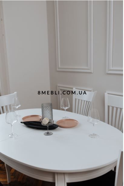 ➤Цена 33 240 грн UAH Купить Комплект стол круглый Ифос 153х102(+38) + стулья Алуег 6 шт белый var 3 ➤white-natural ➤Комплект стол и стулья➤Kulvpa➤0266PAV1 фото