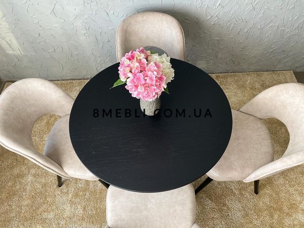 ➤Ціна 14 223 грн UAH Купити Комплект круглий стіл D90 зі стільцями м'якими 2 шт➤Бежевий ➤Обідній стіл та стільці➤lebem➤383ММЕ фото