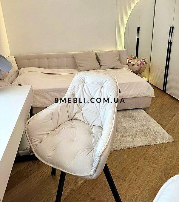 ➤Ціна 7 578 грн UAH Купити Стілець крісло з підлокітниками 57x43x87 тканина біла➤білий + беж ➤Стілець крісло м'яке➤Nalp➤1951PLN фото