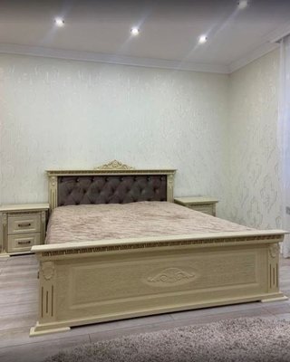 ➤Ціна 39 800 грн UAH Купити Ліжко двоспальне 160х200 з оригінальним узголів'ям без матраца➤Бук натуральний ➤Ліжко двоспальне➤Kit➤2031ST фото