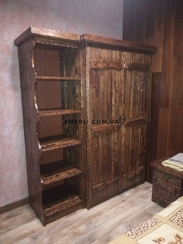 ➤Цена 36 000 грн UAH Купить Шкаф деревянный распашной с пеналом под старину ➤Орех ➤Шкафы под старину➤МЕКО➤0242МЕКО фото