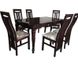 Кухонний стіл на різьблених опорах 160х95(+40) + стільці з високою твердою спинкою 6 шт венге+темний горіх 073PLN фото 2