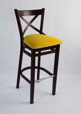 ➤Цена 5 093 грн UAH Купить Высокий барный стул 46х45х117 спинка крестообразная M0045 ткань желтая ➤Жёлтый ➤Стулья барные➤lebem➤190ММЕ фото