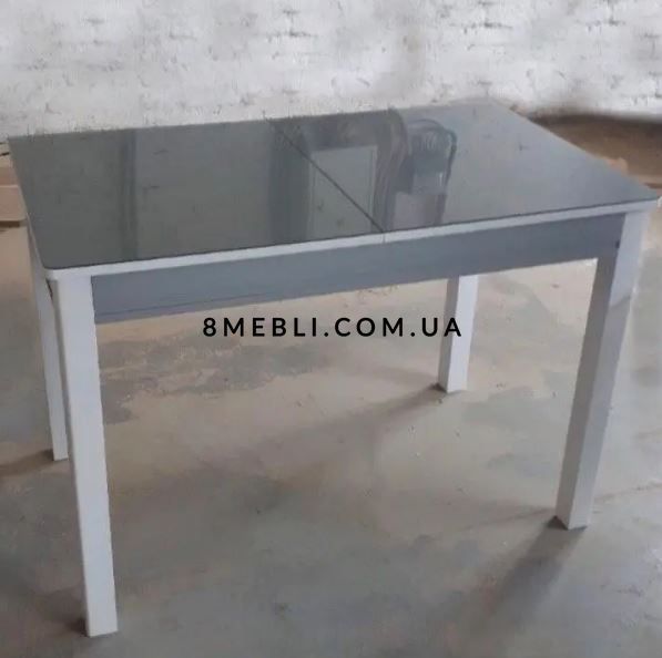 ➤Ціна 11 550 грн UAH Купити Стіл кухонний Омер-Нас 120х80(+40) стільниця glass сірий➤Темно-сірий ➤Стіл обідній➤Remrofib➤0139REM фото