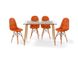 Комплект стол нераскладной 80х120 стекло закаленное ножки металл + 4 стула лофт велюр оранжевый 010K_JASK фото 4
