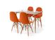Комплект стол нераскладной 80х120 стекло закаленное ножки металл + 4 стула лофт велюр оранжевый 010K_JASK фото 5