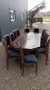 ➤Цена 30 942 грн UAH Купить Стол деревянный 200х100(+40х2) с резными опорами и фигурной столешницей орех 2 ➤орех светлый ➤Стол обеденный ➤Nalp➤10111СТ фото