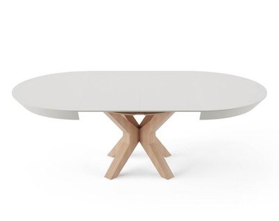 ➤Ціна 35 130 грн UAH Купити Білий круглий стіл розкладний D130(+50х2) із масиву дерева➤Білий ➤Столи круглі➤Nalp➤496PLN фото