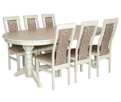 ➤Цена 31 365 грн UAH Купить Комплект стол в гостиную деревянный 120х80(+40) + стулья мягкие 4 шт слоновая кость ➤Слонова кістка ➤Классические➤Nalp➤121PLN фото