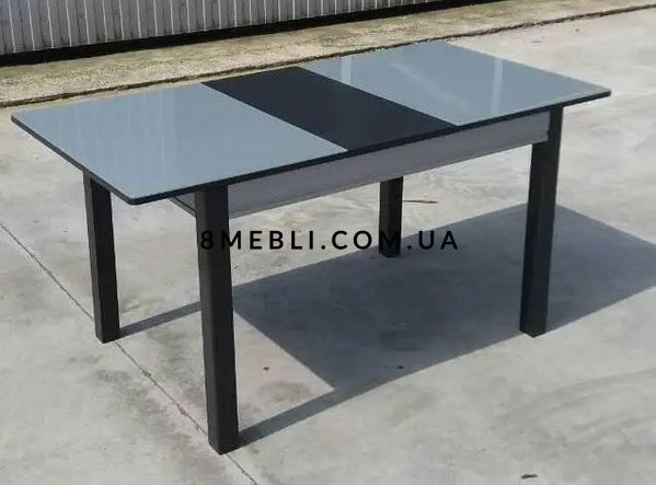 ➤Ціна 11 550 грн UAH Купити Стіл кухонний Омер-Нас 120х80(+40) стільниця glass темно-сірий➤світло-сірий + чорний ➤Стіл обідній➤Remrofib➤0139REM фото