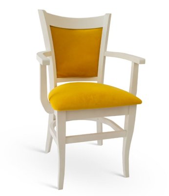 ➤Ціна 4 839 грн UAH Купити Обідній стілець з дерев'яними підлокітниками 42х53х88 M0041 тканина жовта➤Жовтий ➤Новинки➤lebem➤179ММЕ фото
