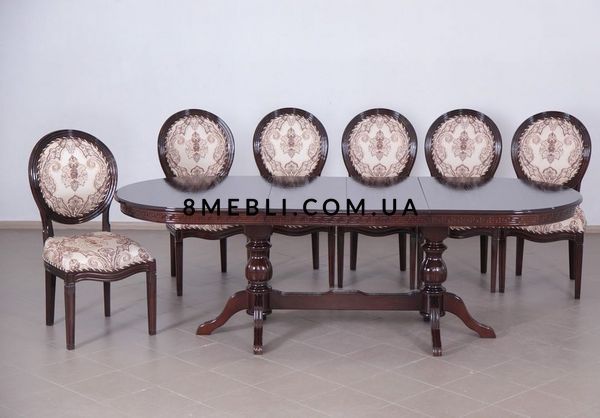 ➤Цена 62 730 грн UAH Купить Стол обеденный Луснок 1 160х90(+40х2) + стулья Яиценев 6 шт var 5 ➤Коричневый ➤Комплект стол и стулья➤Ренарф➤0073FRA фото