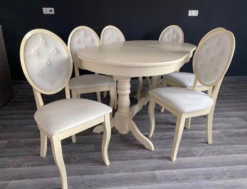➤Ціна 5 359 грн UAH Купити Стілець з круглою спинкою 42x44x100 натуральне дерево лак слонова кістка➤Слонова кістка ➤Стільці з круглою спинкою➤Nalp➤1060PLN фото