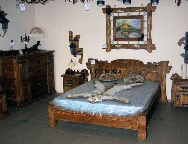 ➤Ціна 9 450 грн UAH Купити Ліжко дерев'яне Ритагоб 140х200 під старовину➤Горіх ➤Ліжко під старовину➤МЕКО➤0121МЕКО фото
