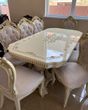 Комплект обідній стіл різьблений та стільці Раінер 1+6 слонова кістка з патиною золото 200х100+40+40 093КОМ фото 8