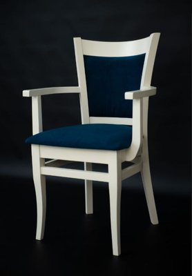 ➤Ціна 4 839 грн UAH Купити Обідній стілець з дерев'яними підлокітниками 42х53х88 M0041 тканина синя➤Синій ➤Новинки➤lebem➤179ММЕ фото