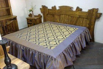 ➤Ціна 11 550 грн UAH Купити Ліжко дерев'яне полуторне 120х200 Кажов під старовину➤Горіх ➤Ліжко під старовину➤МЕКО➤0126МЕКО фото