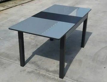 ➤Ціна 11 550 грн UAH Купити Стіл кухонний Омер-Нас 120х80(+40) стільниця glass сіро-черний➤сірий + чорний ➤Стіл обідній➤Remrofib➤0139REM фото